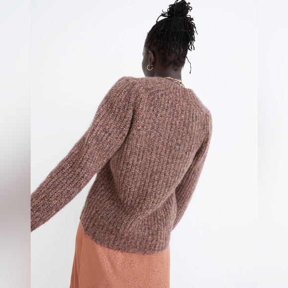 Madewell Willowbend V-Neck Pleat-Sleeve Cardigan Sweater M - Picture 3 of 10